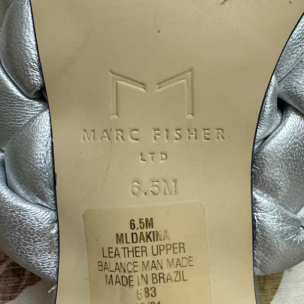 Marc Fisher Silver Metallic Heeled Sandals